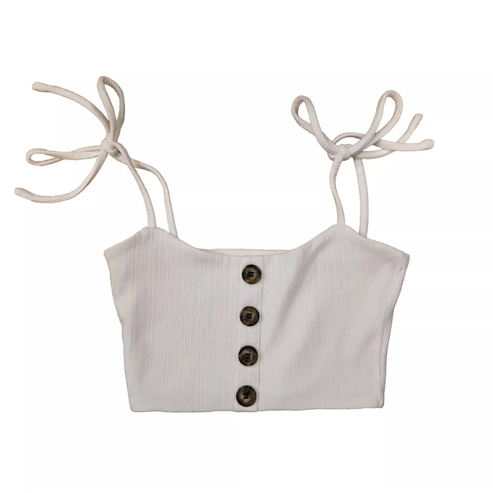 Princess Polly Women's Beige Ribbed Crop Tank Top Size 2 Y2k Barbiecore